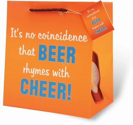 Wrap Art Gift Bag Beer Rhymes With Cheer 6 Pack