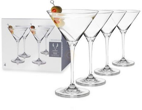 Viski Reserve Crystal Martini Glasses Set Of