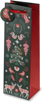 Scandinavian Holiday Single Wine Gift Bag