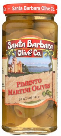Santa Barbara Pimento Martini Olives Single Jar Glass