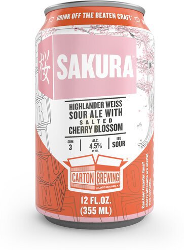 Carton Brewing Sakura Highlander Weiss Sour Ale With Salted Cherry Blossom Cans