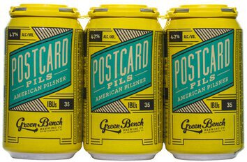 Green Bench Postcard Pils Cans