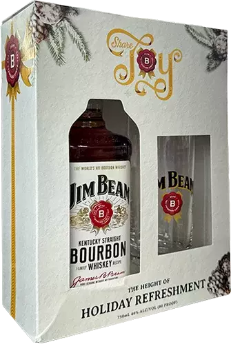 Jim Beam Kentucky Straight Bourbon Whiskey Holiday Highball Glass Gift Set