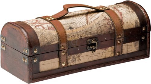 (Chateau 1 Bottle Old World Map Wine Box)