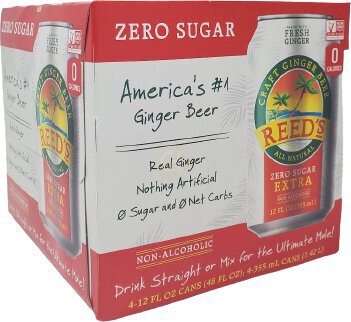 Reed's Non Alchoolic Extra Zero Suge Real Ginger Ale
