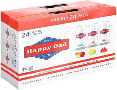 Happy Dad Seltzer Variety Fruit Punch Lemon Lime Watermelon