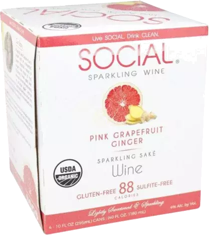 Social Pink Grapefruit Ginger Sparkling Sake 4pk Cans