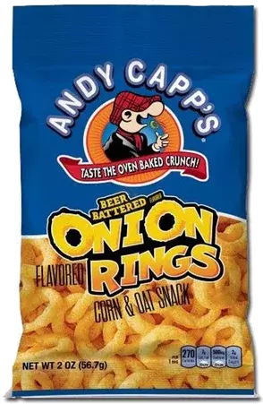 Andy Capp's Beer Battered Flavored Onion Flavored Rings Baked Oat And Corn Snacks Hot