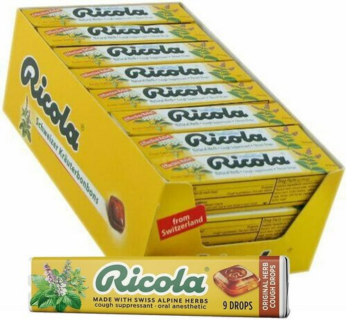 Ricola Original Herb Cough Suppressant Throat Drops Stick Naturally Soothing Long Lasting Reli