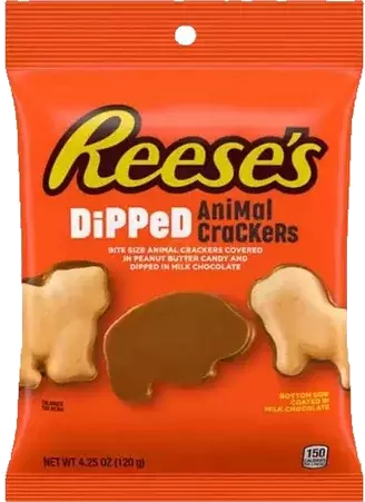 Reese's Milk Chocolate And Peanut Butter Candy Dipped Animal Crackers