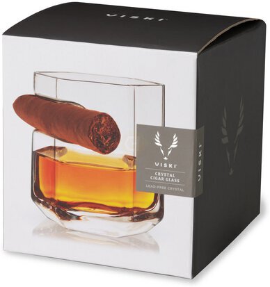 Viski Raye Crystal Whiskey Glass W Built In Cigar Holder