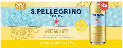 S Pellegrino Lemon And Lemon Zest Essenza Mineral Water 8 Cans