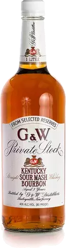 G & W Whiskey Years Old Private Stock Straight Kentucky Sour Mash Bourbon Whiskey
