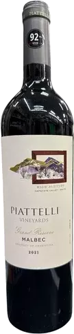 Piattelli Malbec Grand Reserve Cafayate Valley Salta Argentina