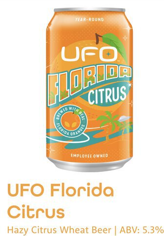 Harpoon Brewery Ufo Florida Citrus Fruited Wheat Beer