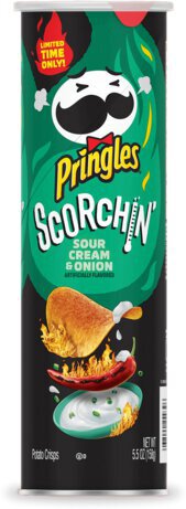 Pringles Scorchin Potato Crisps Chips Sour Cream And Onion Fiery Spicy Snacks