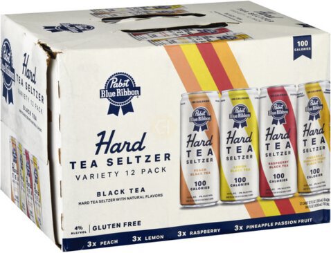 Pabst Blue Ribbon Hard Tea Seltzer Black Tea Variety 12 Pack