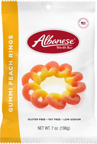 Albanese World's Best Gummi Rings Peach