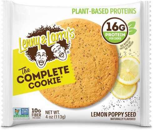 Lenny & Larry's The Complete Cookie Lemon Poppy Seed Soft Baked 16g Plant Protein Vegan Non Gmo