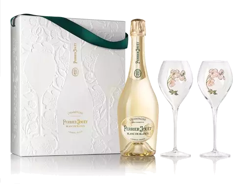 Perrier Jouet Blanc De Blancs Champagne France Gift Set With Two Flutes