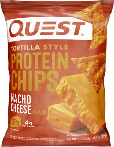 Quest Nutrition Protein Tortilla Chips Nacho Cheese 18g Protein 4g Net Carbs 150 Calories Low Carb Gluten Free Soy Free Potato Free Baked Bag