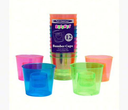 North West Enterprises Nwen490 Bomber Cups Assorted Neon Hard Plastic Ct