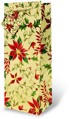 Gift Bag Holly & Poinsettia White