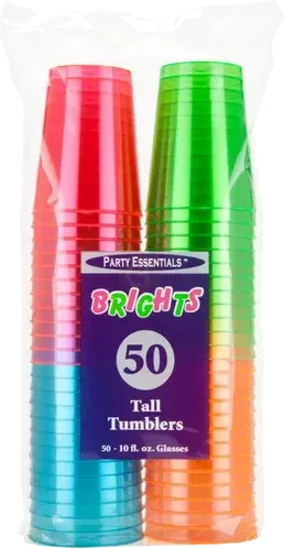 Party Essentials Tall Neon Tumblers Glasses