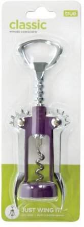 True Brands Wine Opener Winged Corkscrew Prpl
