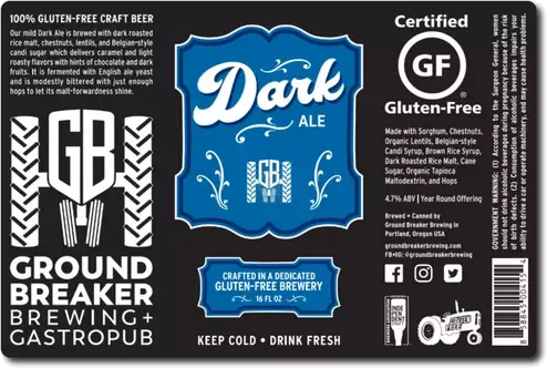 Groundbreaker Brewing & Gastropub Dark Ale Gluten Free Ale Brewed With Lentils & Chestnuts Cans