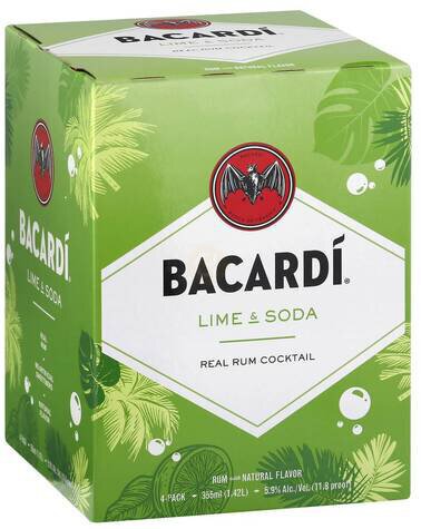 Bacardí Lime & Soda Real Rum Cocktail (4 x 355 ml)
