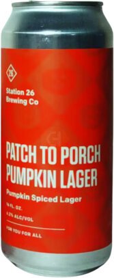 Station 26 Patch To Porch Pumpkin Lager Can 4 Pk