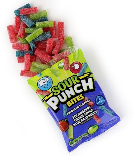 Sour Punch Bites Strawberry Green Apple Blue Raspberry
