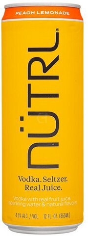 Nutrl Peach Lemonade Vodka Seltzer Real Juice