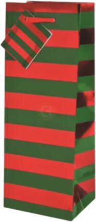 GIFT BAG CHRISTMAS STRIPES - SINGLE BTL