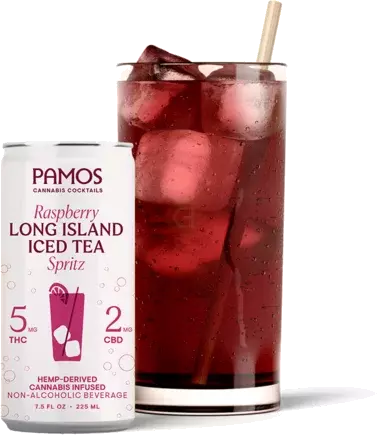 Pamos Raspberry Long Island Iced Tea 5mg Thc & 2mg Cbd Sparkling Cocktail Non Alcoholic