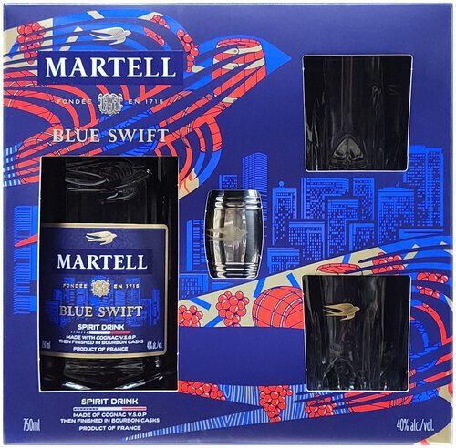 Martell Blue Swift Gift Set With Glasses And 2 Garnish Picks