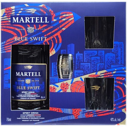 Martell Blue Swift Gift Set With Glasses And 2 Garnish Picks