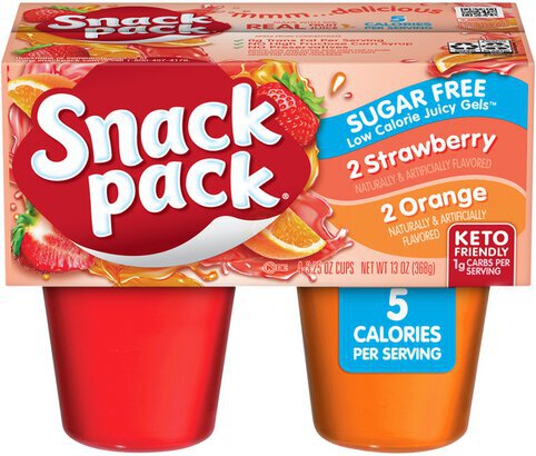 Snack Pack Sugar Free Strawberry & Orange Gelatin 4 Ct