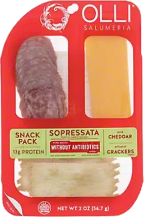 Mild Cheddar Artisanal Crackers Sopressata Pepper Garlic Salami Snack Pack Mild Cheddar Arti