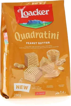Loacker Quadratini Peanut Butter Creme Filled Wafer Cookie