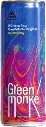 Green Monke Blue Raspberry Soda 10mg Thc 10mg Cbd