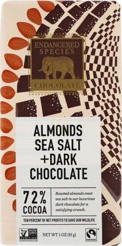 Endangered Species Chocolate Almonds Sea Salt Dark Chocolate Cocoa