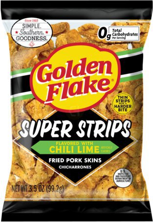 Utz Golden Flake Chili Lime Super Strips Pork Skin