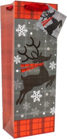 Wine Gift Bag Galloping Reindeer Each
