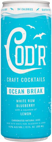 Cod'r Craft Cocktails Ocean Break Rum Blue