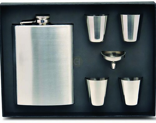 Wrap Art Flask Gift Set W 4 Shot Glasses