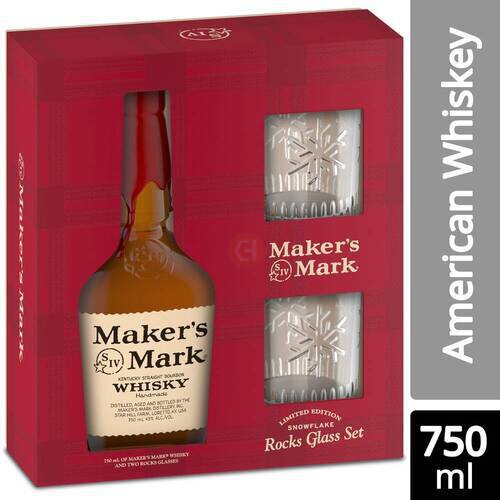 Maker's Mark Bourbon Whisky Gift Set (750 ml)