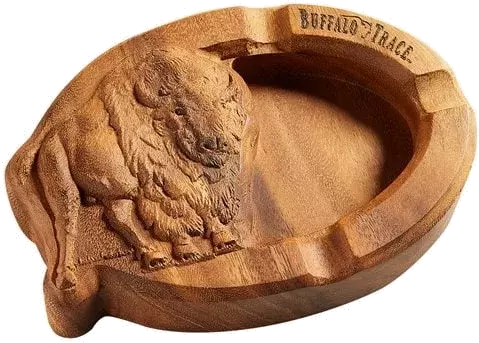 Buffalo Trace Carved Wooden Ashtray
