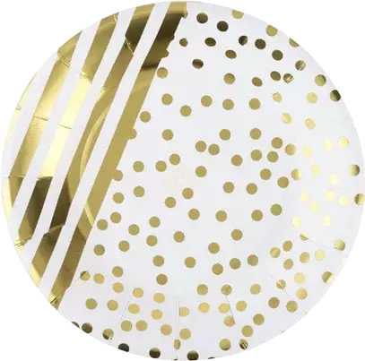 Gold Striped And Dot 7in Paper Plate Set